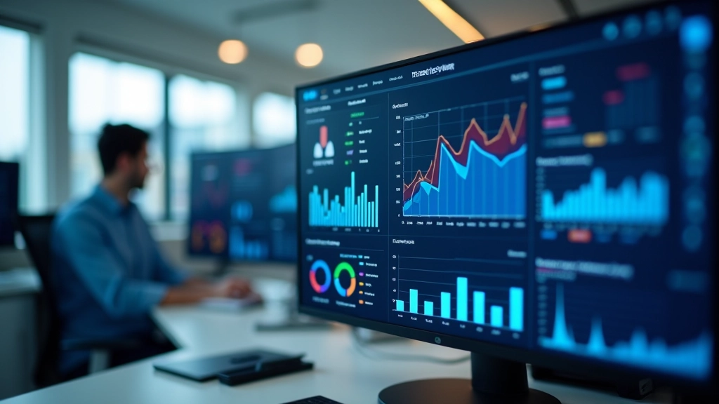 Painel interativo de análise de dados mostrando múltiplos gráficos e estatísticas em tempo real